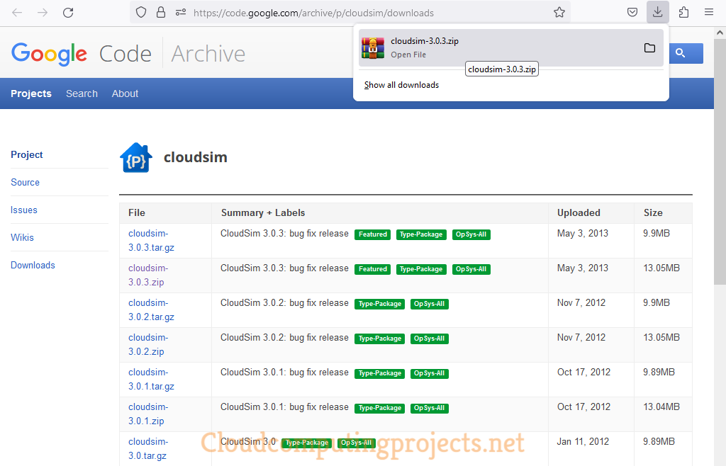 Link to Download CloudSim